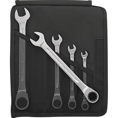 Set Clé à cliquet mixte 17F/5 5tlg. Z.72 Chrome-. sac à roulettes