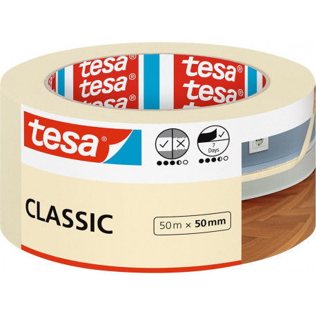 Ruban de peintre de masquage tesa® Malerband Classic. 50m:50mm (Par 6)