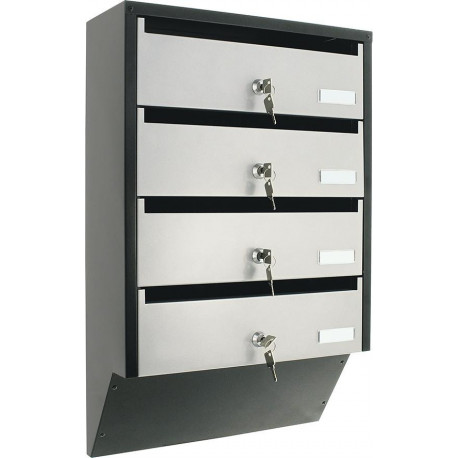 Boite aux lettre collectives DEPOT 4 SILVER / BLACK avec 2 clés