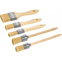 Jeu de pinceaux. 5 unités de poils synthétiques. bâton de bois FSC