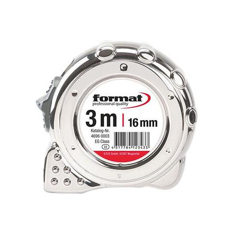Mètre ruban de poche chromé 5mx19mm blanc