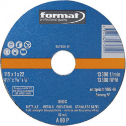 Disque de coupe droit pour Inox 115x1mm
