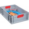 Boite EuroBox 422,400x300x220mm poignée fermée.,gris/rouge