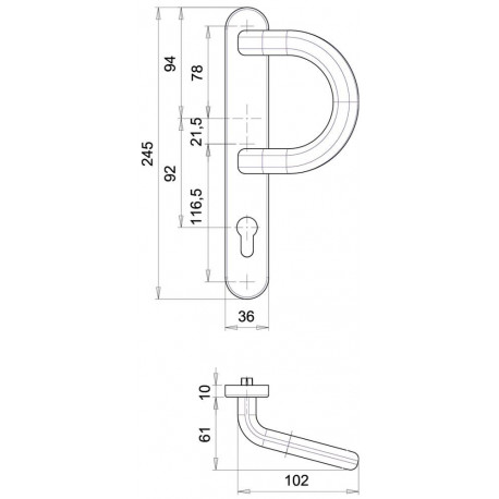 Poignée porte Kronos.8mm.92.PZ.F12 2005/B1/035. F12
