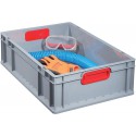 Boite EuroBox 622,600x400x220mm poignée fermée.,gris/rouge