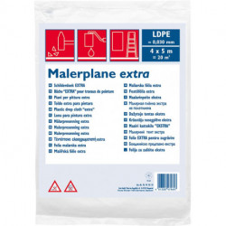 Bache travaux peinture LDPE reg. 30 my 4 x 12.5 m translucide