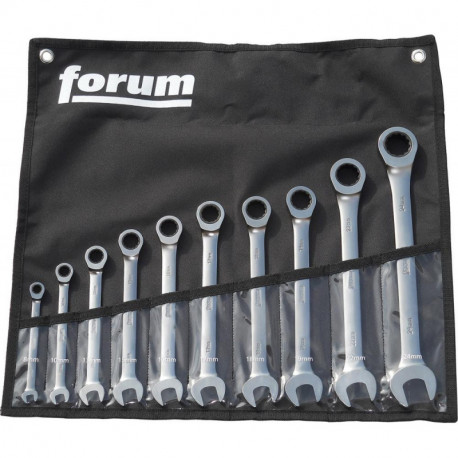 Clé à fourche à cliquet 10 pcs. droit 8-24mm