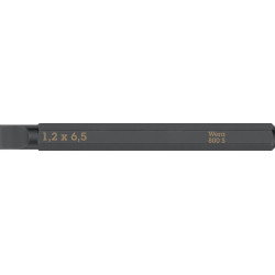 Embout Bit 800 S p.vis à fente 6,5mm L.70mm 1/4 pouce C6,3 épaisseur de coupe 1,2mm WERA (Par 5)