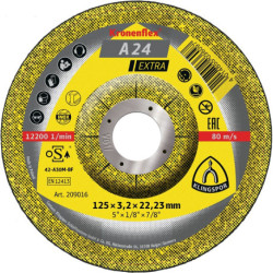 Disque à tronçonner A 24 Extra D125xB3,2mm perçage 22,23mm moyennement dur GEK Dr.12200tr/min (Par 25)