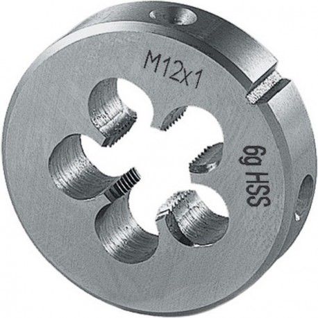 Filière métrique à pas fin, HSS, Filetage : M22, Pas 1,00 mm, Ø extérieur x hauteur 55 x 16 mm