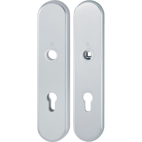 Paire de plaques longues F1 alu.couleur argent F1 PZ 72mm HOPPE