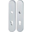 Paire de plaques longues F1 alu.couleur argent F1 PZ 72mm HOPPE