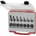 Assortiment de chevilles et d'embouchures pour dispositifs de centrage a rivet aveugle Gesipa
