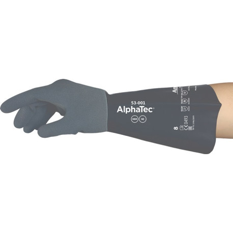 Gants chimiques AlphaTec 53-001 taille 9 gris/noir EN 388,EN 374,EN 407 6 PA (Par 6)