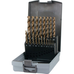 Jeu de forets hélicoïdaux DIN 338 UNI D.1-10x0,5mm HSSE Co 5 19 pces.