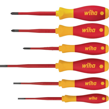 Jeu de tournevis 3201 K601 6 pces. fente/PH/+-(SL/PZD) slim fix VDE WIHA