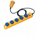 Rallonge multiprises 5 prises Avec capuchons de protection Jaune 5 m H07RN-F3G1,5