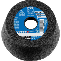 Meule boisseau ETT SG STEELOX 110/55 mm INOX et acier P36 perçage 22,23 mm PFERD