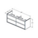 façade de tiroir supérieur CONNECT AIR 1300 mm chêne et blanc mat pour meuble double vasque IDEAL STANDARD