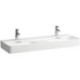 Lavabo double VAL 1200x420 mm, zone semi-humide au milieu, blanc, 1 trou robinetterie, avec trop-plein LAUFEN