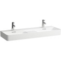 Lavabo double VAL 1200x420 mm, zone semi-humide au milieu, blanc, 3 trous pour robinetterie, avec trop-plein LAUFEN