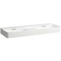 Lavabo double VAL 1200x420 mm, zone semi-humide au milieu blanc sans trou pour robinetterie, avec trop-plein LAUFEN