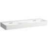 Lavabo double VAL 1200x420 mm, zone semi-humide au milieu blanc sans trou pour robinetterie, avec trop-plein LAUFEN
