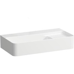 Lavabo VAL 600x310 mm, zone semi-humide à droite, blanc, sans trou pour robinetterie, avec trop-plein LAUFEN