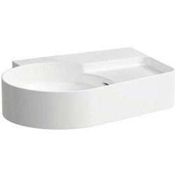 Lavabo VAL 530x400 mm, zone semi-humide à droite, blanc, sans trou pour robinetterie, avec trop-plein LAUFEN