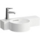 Lave-mains VAL 550x315 mm, tablette à droite, blanc, 1 trou de robinetterie à gauche LAUFEN