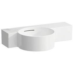 Lave-mains VAL 550x315 mm, tablette à droite, blanc, sans trou pour robinetterie, avec trop-plein LAUFEN