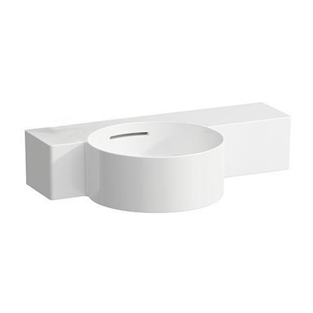 Lave-mains VAL 550x315 mm, tablette à droite, blanc, sans trou pour robinetterie, avec trop-plein LAUFEN