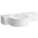 Lave-mains VAL 550x315 mm, tablette à droite, blanc, sans trou pour robinetterie, avec trop-plein LAUFEN