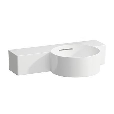 Lave-mains VAL 550x315 mm, tablette à gauche blanc sans trou pour robinetterie, avec trop-plein LAUFEN