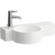 Lave-mains VAL 550x315 mm, tablette à droite, blanc, sans trou pour robinetterie, avec trop-plein LAUFEN