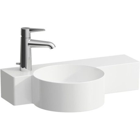 Lave-mains VAL 550x315 mm, tablette à droite, blanc, sans trou pour robinetterie, avec trop-plein LAUFEN