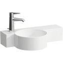 Lave-mains VAL 550x315 mm, tablette à droite, blanc, sans trou pour robinetterie, avec trop-plein LAUFEN