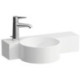 Lave-mains VAL 550x315 mm, tablette à droite, blanc, sans trou pour robinetterie, avec trop-plein LAUFEN
