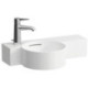 Lave-mains VAL 550x315 mm, tablette à droite, blanc, 1 trou robinetterie à gauche, avec trop-plein LAUFEN