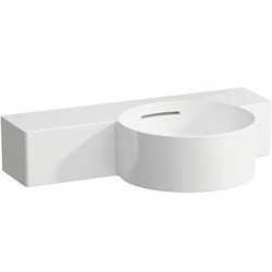 Lave-mains VAL 550x315 mm, tablette gauche blanc sans trou pour robinetterie, avec trop-plein LAUFEN