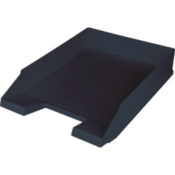 Corbeille à courrier A4-C4 Plastique noir H67xB254xT347mm poignée encastrée + porte-étiquette (Par 5)