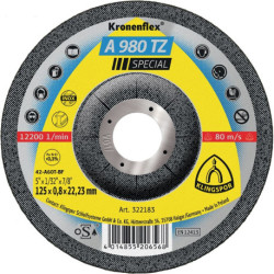 Disque à tronçonner A 980 TZ Special D125x0,8mm courbé INOX perçage 22,23mm KLINGSPOR (Par 25)
