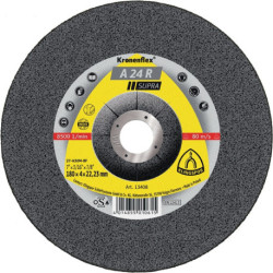 Meule d'ébarbage A 24 R Supra D180xS4mm courbé STA perçage 22,23mm KLINGSPOR (Par 10)