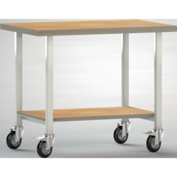 Établi L1000xP700xH840mm hêtre multiplex gris clair 1 étagère KLW-LUTZ BETR.