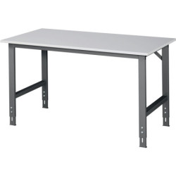Table de travail Tom L1500xP800xH760-1080mm Plan de travail mélamine Piétement gris anthracite