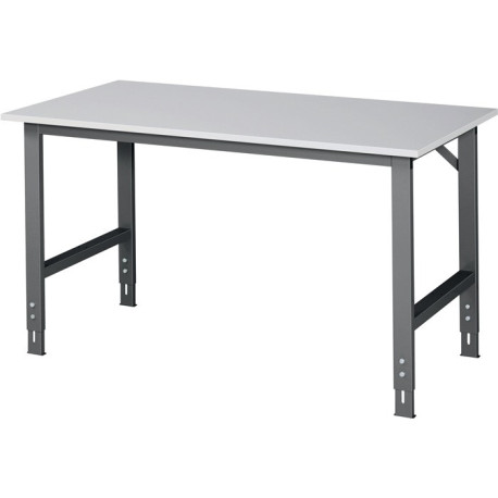 Table de travail Tom L1500xP800xH760-1080mm Plan de travail mélamine Piétement gris anthracite