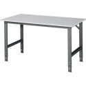Table de travail Tom L1500xP800xH760-1080mm Plan de travail mélamine Piétement gris anthracite
