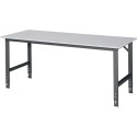 Etabli Tom B2000xP800xH760-1080mm Plan de travail mélamine Bâti gris anthracite