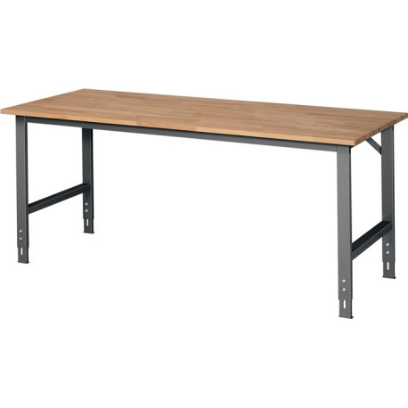 Etabli Tom B2000xP800xH760-1080mm Plan de travail hêtre Bâti gris anthracite