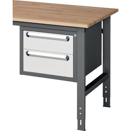 Armoire basse H395xL490xP600mm gris anthracite/gris clair 2 tiroirs à ouverture simple